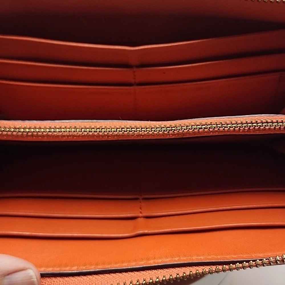 Tory Burch Burnt‎ Orange Leather Wallet With COA